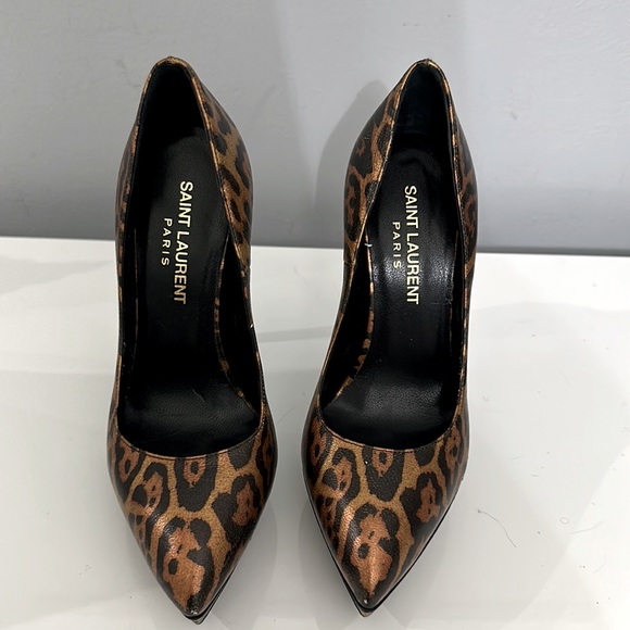 YVES SAINT LAURENT YSL JANIS 105 PLATFORM Animal Print HEELS - Picture 3 of 6
